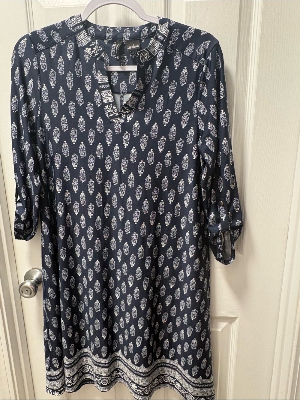 new directions Navy Paisley V-Neck Tunic